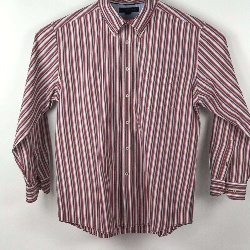 Red White Blue Stripe Tommy Hilfiger Xl Button‎